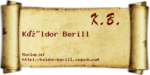 Káldor Berill névjegykártya